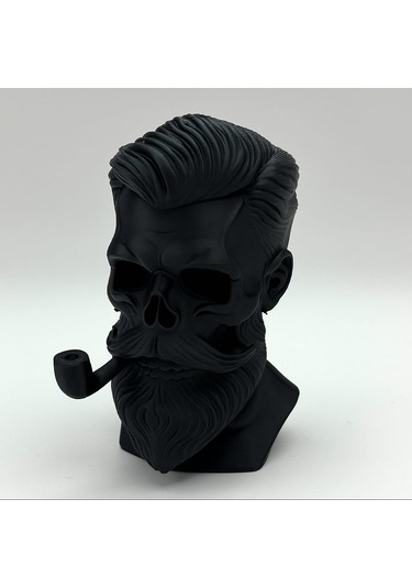 Erkek Saçlı Sakallı Kuru Kafa Biblo Dekoratif Masa Üstü Obje