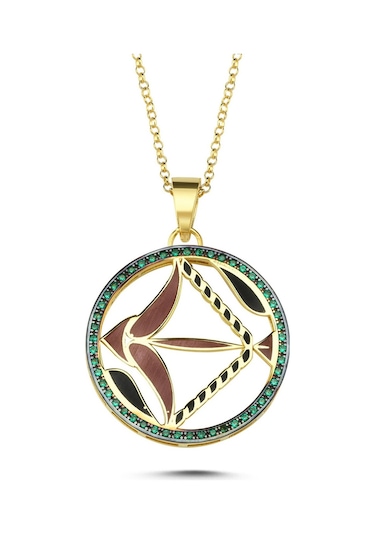 Kayra Mücevher Mineli Yay Burcu Altın Kaplama Kolye