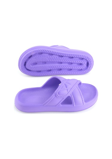 Gezer Kadın Yazlık Eva Islak Zemine Uygun Ev Bahçe Banyo Terlik Eflatun