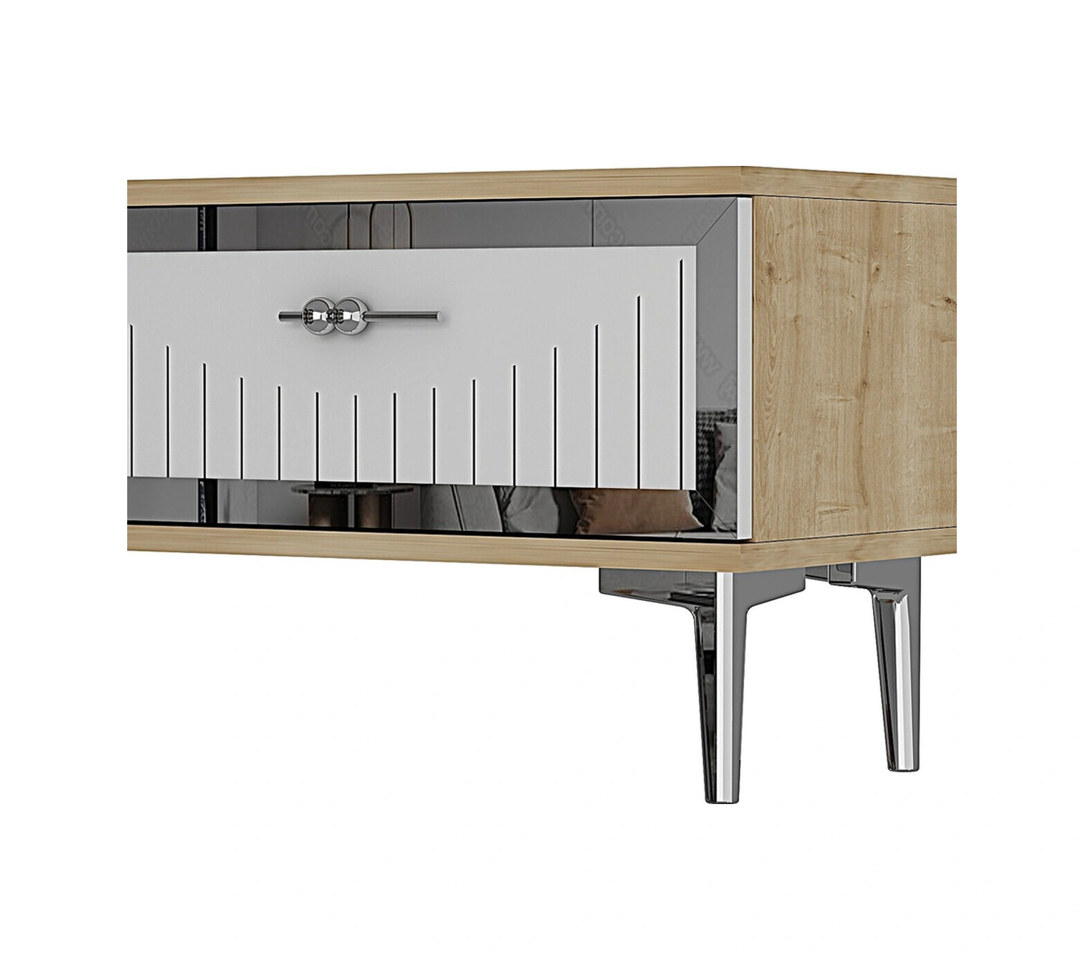 Tsa1204dbs - Tunatv120 Tv Stand, Tv Sehpası Safirmeşe-beyaz-sılver 120cm Beyaz