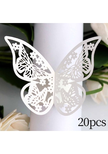 Suntek 20x Kağıt Peçete Halkaları Dekor Sahipleri Serviette Beyaz