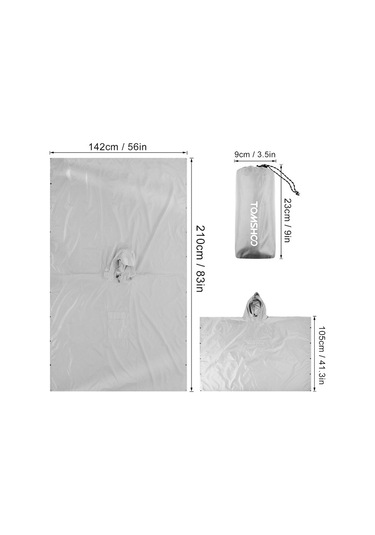 Tomshoo Kapşonlu Yağmur Panço Cep Hafif Su Geçirmez Gri