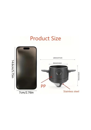 Oldfriend Siyah Paslanmaz Çelik Katlanır Kahve Filtresi - Askılı Kağıtsız El Yıkama