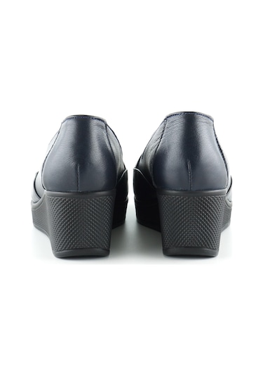 Erkan Saçmacı Dafne Lacivert Hakiki Deri Dolgu Topuklu Günlük Ayakkabı Lacivert