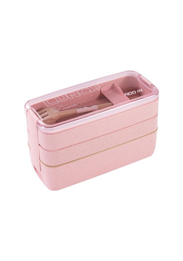 Xurunkeji Taşınabilir Bento Kutusu, 3 Katmanlı Öğle Yemeği Kutusu, 900 Ml Buğday Samanı Yemek Takımı Gıda Saklama Kabı Yeşil Yeşil