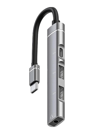 Type C + 3.5mm Jack + Usb Girişli Port Çoğaltıcı Hub Otg - Fc484