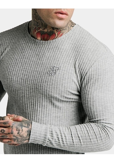 Bpm Siksilk Fırçalı Örgü Erkek Jumper Gri
