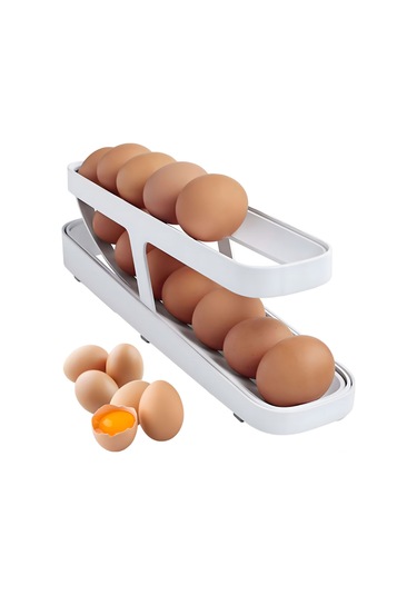 Fosenze Buzdolabı İçin Pratik Yumurta Dağıtıcı Ve Saklama Kutusu - 2 Adet Beyaz Beyaz