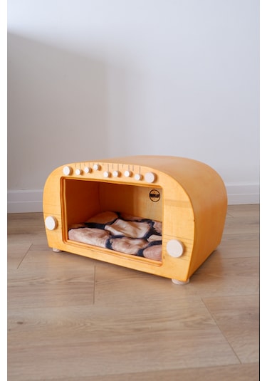 Huncar Kedi Evi Dekoratif Retro Radyo Kedi Evi