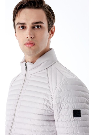 Taş Rengi Kapitone Dolumlu Dik Yaka Astarlı Slim Fit Dar Kesim Casual Mont 1007235264-Taş Rengi Taş