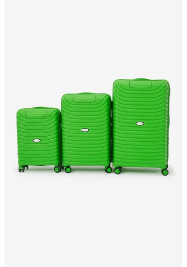 3'lü Set Silikon Kırılmaz Pp Unisex Yeşil Valiz Pwvlz005 Yeşil