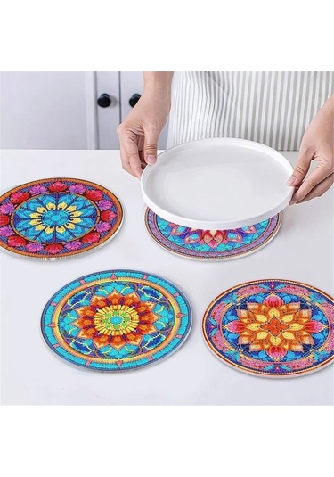 Flybuy Adet Dıy Elmas Sanat Boyama Masa Örtüsü, Masa Dekoru, 19,5x19,5 Cm, 5d Dıy Set Diğer