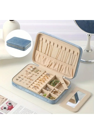 Aynalı Fermuarlı Takı Organizer - Seyahat Dostu Takı Kutusu