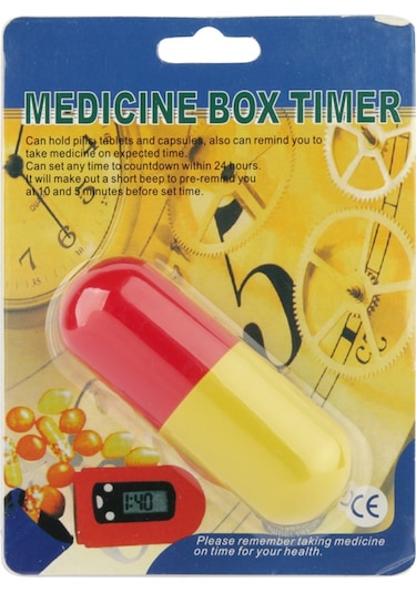 Sones Taşınabilir Zamanlayıcı Hap İlaç Hatırlatıcı İlaç Kutusu Anahtarlık Kırmızı