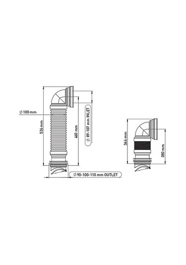 İzyapı Dirsekli Çekvalfli Körüklü Klozet Gider Borusu Kada Beyaz