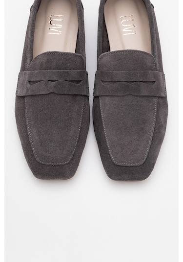 Luvishoes Luvi Shoes Morne Füme Süet Hakiki Deri Kadın Loafer Ayakkabı Füme