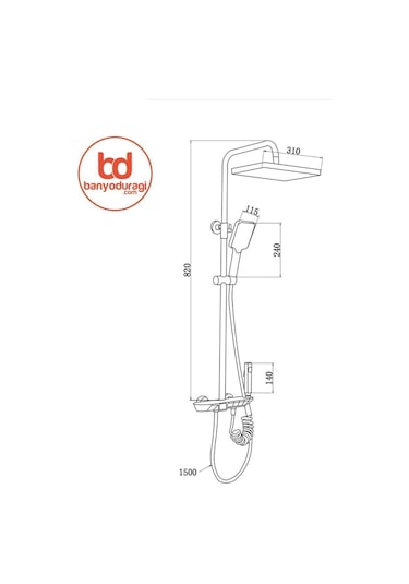 Piyano Gri Robot Tepe Duş Seti Yağmur Tepe Banyo 4 Tuşlu Batarya Dahil Antrasit Duş Seti Diğer