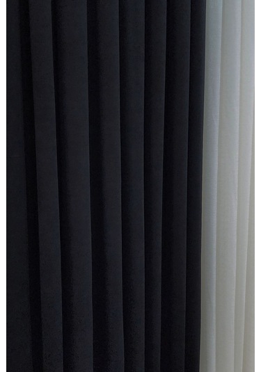 Mosso Fon Perde Düz Renk Siyah