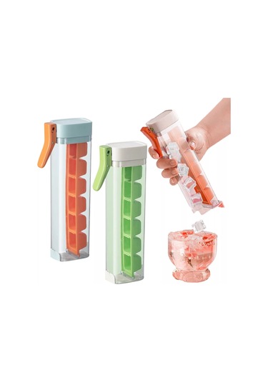 Hangfox Yeni 2024 El İle Basılan Buzluk Seti, 6 Hücreli Ev Kullanımlı, Leakproof Kapağıyla, Yiyecek Kalitesi Pc+pp, 2 Adet Yeşil+turuncu Çok Renkli