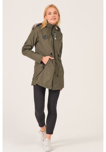 Z6689 Dewberry Içi Kuzulu Bayan Mont-Haki