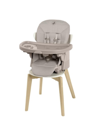 Maxi-Cosi Minla Plus 6'sı Bir Arada Ahşap Görünümlü 4 Tekerlekli Mama Sandalyesi Beige