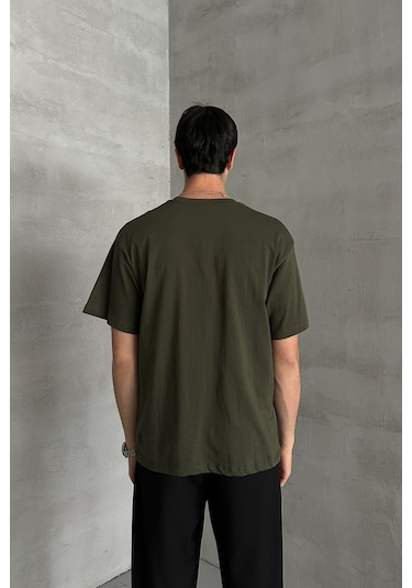 Hyman Erkek %100 Pamuk Oversize Basic T-shirt Yeşil
