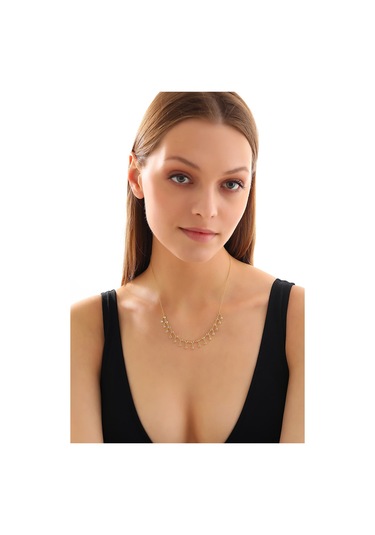 925 Ayar Gümüş Sallantlı Tamtur Kolye Altın