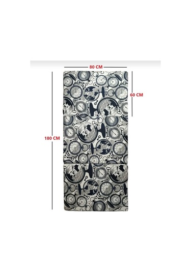 Lüks Katlanır Yatak 80x180x8 Cm Sünger Dünya Saat Desen