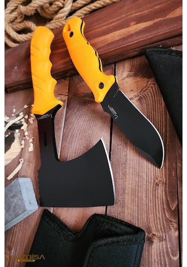 Outdoor Balta Bıçak 2li Set Kamp Baltası Bıçağı Nacak Budama Baltası