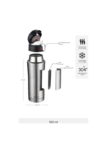 Karaca Pluton Çelik Sızdırmaz Termos Inox 350 ml