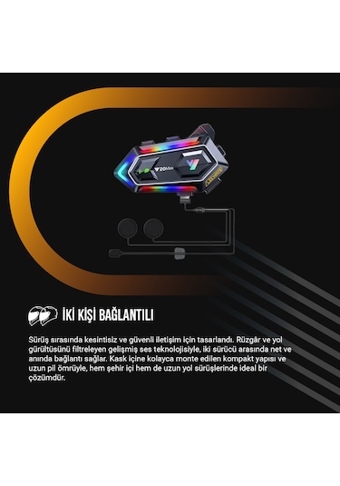 Y20 Max Motorsiklet Intercom Su Geçirmez Kask 2 Kişi Telsiz Bağlantılı Intercom Rgb Intercom