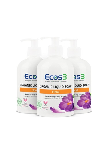 Ecos3 Organik Floral Sıvı Sabun 500 ML x 3