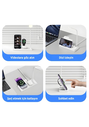 Bix Bxmw8 15w Manyetik Kablosuz Led Lambalı Şarj Standı Beyaz