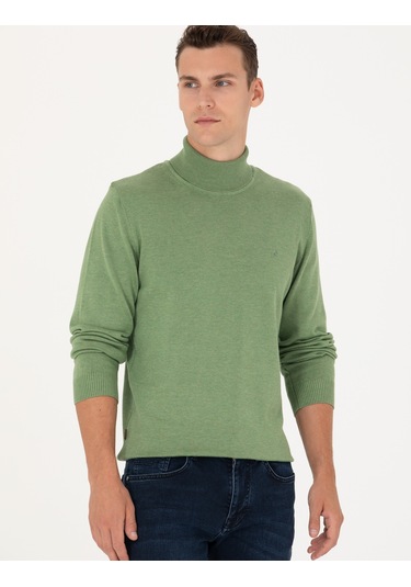 Pierre Cardin Erkek Koyu Yeşil Melanj Triko Kazak 50276162-vr127 Koyu Yeşil