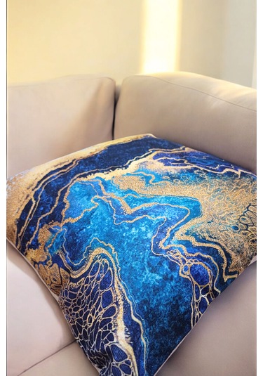 Modern Tarz Dijital Baskılı 4 Lü Dekoratif Kırlent Kılıfı Seti 43x43 Cm Şık Ve Renkli Tasarımlar Lacivert