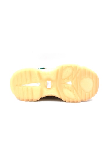 Beyaz London Asimetrik Bağcıklı Şeffaf Kalın Taban Kadın Spor Ayakkabı Bej Bej