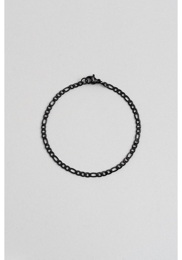 Klasik Siyah Rodyum Kaplama Çelik Erkek Bileklik Siyah