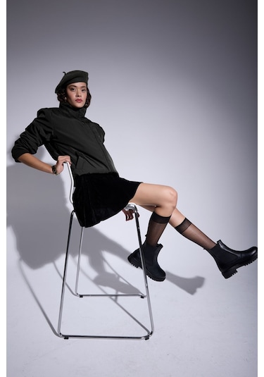 Freemen Kadın Siyah Astarlı Dik Yaka Mevsimlik Su Ve Rüzgar Geçirmez Mont Siyah