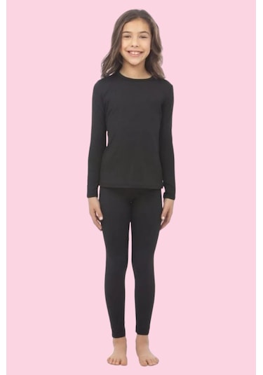 Tezzgelsin Kız Çocuk 3'lü Termal Alt Üst İçlik Takımı Siyah