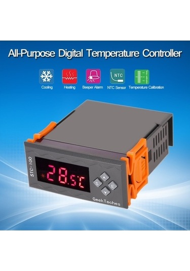 Flybuy L-amaçlı Ac110-240v Dijital Sıcaklık Termostatı, 2 Röle Ntc Sensör Ve Alarm, Led Ekran, Geniş Uygulama Alanı