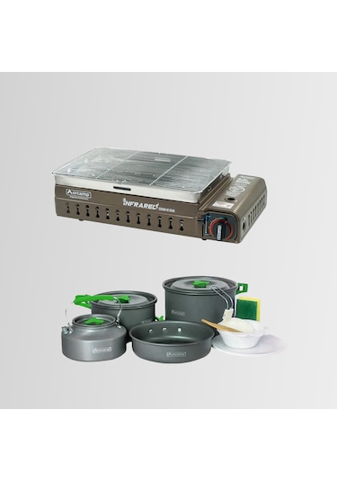 Ck-507 Orcamp Portatif Kamp Ocak Izgara - Out 1050 Tencere Seti Çok Renkli