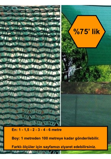 %75 Gölge Oranlı File, Gölgelik, Gergi File, Bahçe Gölgeliği, 6x28 Metre