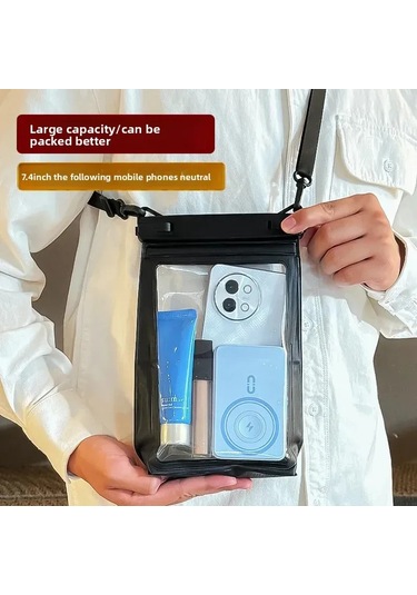 Kosona 8.2 İnç Dokunmatik Ekranlı Su Geçirmez Çanta, Yüzme Akıntı İçin Geniş Hacimli斜跨 Stili, Telefon Ve Eşyalarınızı Korur Beyaz