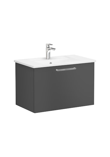 VitrA Root Lavabo Dolabı 80 Cm Mat Fırtına Gri 68221 Çok Renkli