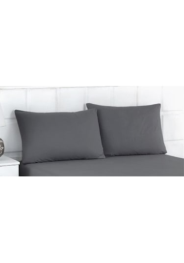 2 Adet Antrasit Pamuklu Fermuarlı 50x70 Cm Yastık Kılıfı Antrasit