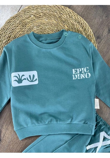 Dino Baskılı Relaxed Eşofman Takımı Yesil