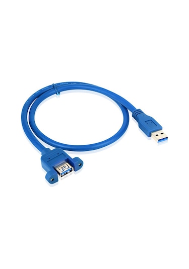 Panel Tipi Vidalı USB 3.0 Dişi-Erkek Uzatma Kablosu - 1Metre
