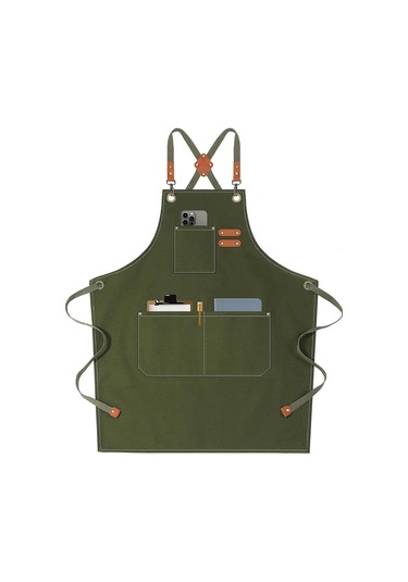 Erkekler Kadınlar İçin Şef Önlükleri Büyük Cepli, Pamuklu Kanvas Çapraz B Ordu Yeşili, Diğer