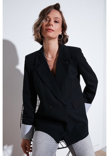 Lela Regular Fit Kruvaze Yaka Blazer Bayan Ceket 611Bc00025 Siyah