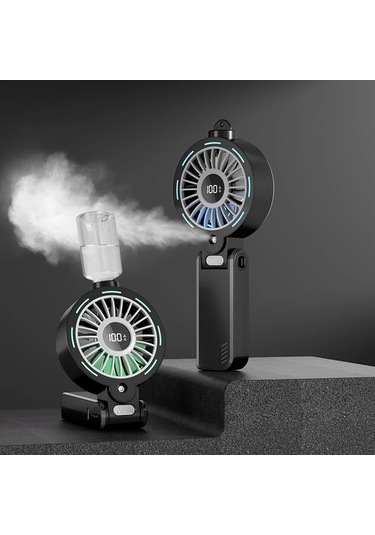 Xuweiwei Beyaz Taşınabilir El Tipi Usb Fan 3600mah Pil Ayarlanabilir Hız Masaüstü El Tipi Asılı Kullanım Renkli Gece Lambası Su Şişeli